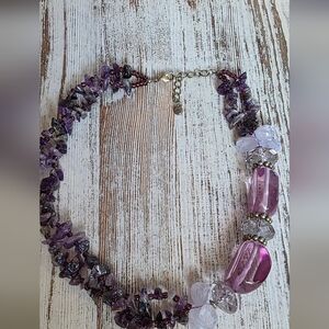 Purple and Pink Beaded Necklace VINTAGE LOFT